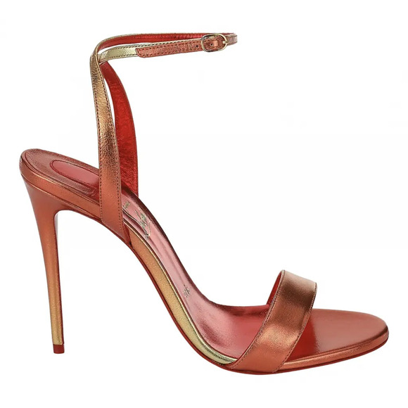 Christian Louboutin Loubigirl 100 Fiamma Red Ankle Strap Sandal Heel Pump 38.5 - Picture 1 of 12